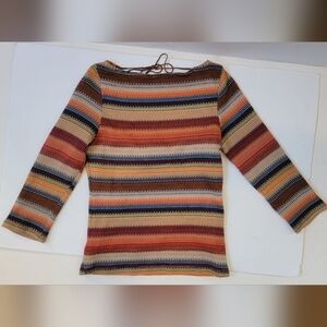 VOL 1 Striped Multicolor Crop Top Open Tie Back